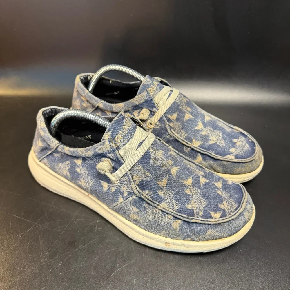 Ariat Hilo 10042500 Blue Fish Print Textile Casual‎ Shoes Mens 9.5D